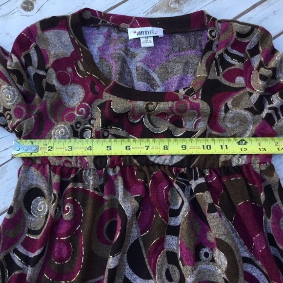 Amy Byer Empire Waist Bell Sleeve Dress Tunic Top - Picture 7 of 8